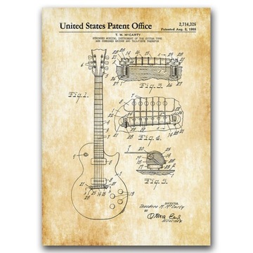Dekor Plakat Patent na gitarę McCarty A3