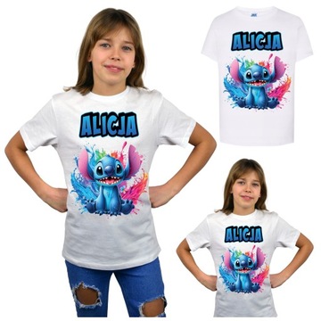 KOSZULKA STITCH 128 cm DZIECIĘCA IMIĘ KOSZULKA LILO STITCH NA PREZENT