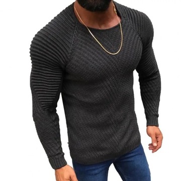 Men's Sweater Solid Color Round Neck Slim Pullover