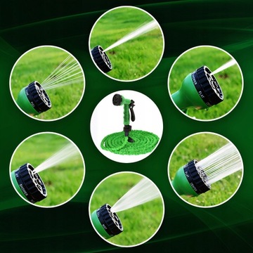 WĄŻ OGRODOWY ROZCIĄGLIWY ELASTYCZNY PISTOLET ZŁĄCZKI UCHWYT MOCNY 7w1 30m