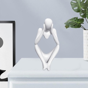 Абстрактный мыслитель, большая белая резная коллекционная вещь, работающая обеими руками.