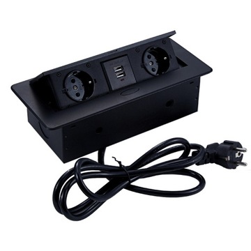 GNIAZDO MEBLOWE WPUSZCZANE W BLAT CZARNE USB