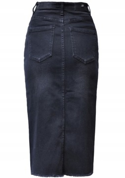 SPÓDNICA JEANS WYSZCZUPLAJĄCA CZARNA MIDI XS 34