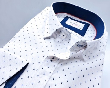 БЕЛАЯ С УЗОРАМИ МОДНАЯ РУБАШКА SLIM FIT L 41/42