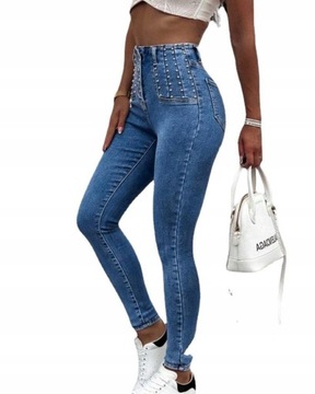 SPODNIE WYSZCZUPLAJĄCE KLASYCZNE WYSOKI STAN JEANS
