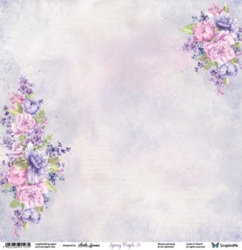 Набор скрапбукинговых бумаг 30x30 - Scrapandme - Pring Purple