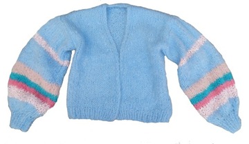 Sweter kardigan handmade bufiaste rękawy Alpaka S / M