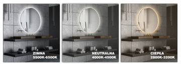 Зеркало круглое, диаметр 50 см, светодиодная подсветка.