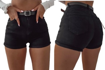 SPODENKI JEANSOWE DAMSKIE SZORTY MODELUJĄCE PUSH UP z paskiem M Sara XS/34