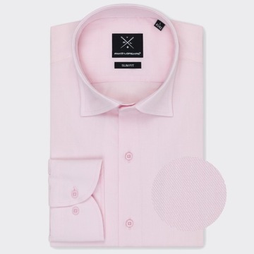 Gładka bawełniana koszula męska różowa PREMIUM BASIC PAKO LORENTE 39-40/164