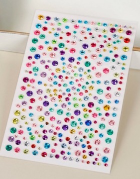 Самоклеящиеся разноцветные стразы для лица.