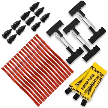 КОМПЛЕКТ ДЛЯ РЕМОНТА ШИН ВЕРЕВКА КЛЕЙ 15x шнур 10x винты БЫСТРЫЙ РЕМОНТ