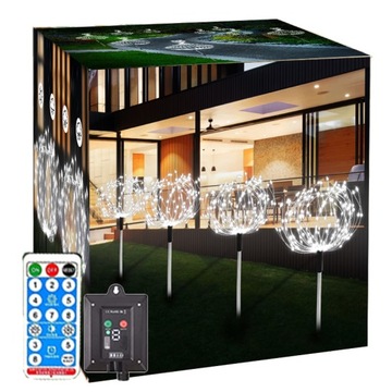 4 IN 1 LAMPA SOLARNA OGRODOWA LAMPKA NOWY 4X120 LED FAJERWERKI Z PILOT CE
