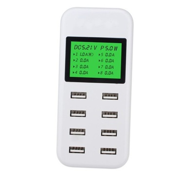 Ładowarka do telefonu USB biała 8-portowa