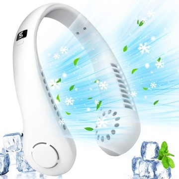 БЕЗЛОПАСНЫЙ ВЕНТИЛЯТОР ШЕЙНЫЙ USB-ВЕНТИЛЯТОР 3000 мАч, 5 СКОРОСТЕЙ