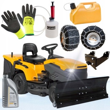 TRAKTOREK SPALINOWY KOSIARKA STIGA ESTATE 384 ST + pług 120 cm + dodatki