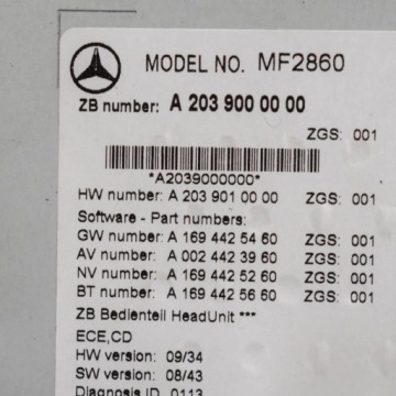 Magnetola be navigacijos MERCEDES-BENZ CLC (CL203) A2039010000 3602736 2.1L – nuotrauka 9