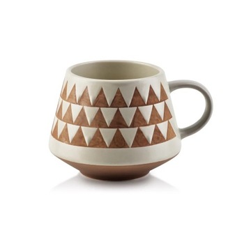 Kubek porcelanowy 400 ml do herbaty kawy beżowy BOHO Mondex 8116