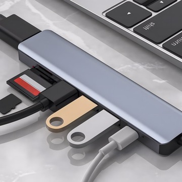 HUB ADAPTER ROZDZIELACZ USB-C 7W1 HDMI USB C 3.0 KART SD MICRO 100W 4K
