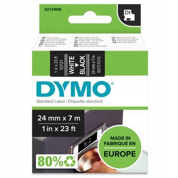 Taśma DYMO D1 53721 24mm biały/czarny oryginalna