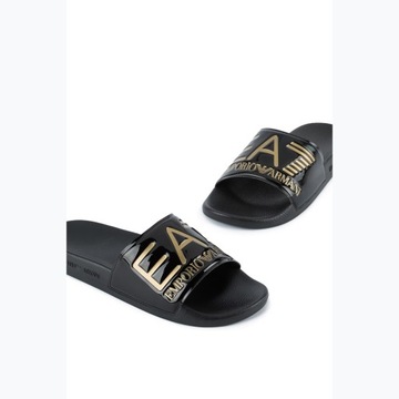 Klapki EA7 Emporio Armani Water Sports Visibility shiny black/gold 43 EU