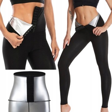 LEGGINSY DAMSKIE MODELUJĄCE SPODNIE ODCHUDZAJĄCE TERMICZNE CZARNE 4XL/5XL