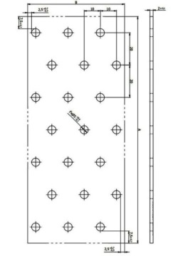 PP2 ПЕРФОРИРОВАННАЯ ПЛИТА ПЛОСКИЙ СОЕДИНИТЕЛЬ 40х100 10шт.