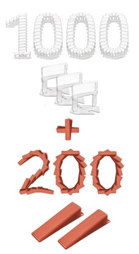 MEGA ZESTAW DO PŁYTEK 1000 KLIPSÓW+200 KLINÓW 2mm