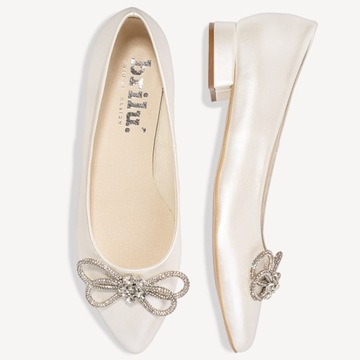 BRILU ŚLUBNE BALERINKI Z OZDOBĄ IVORY 41