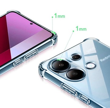 ПРОЗРАЧНЫЙ ПРОЗРАЧНЫЙ чехол ANTI-SHOCK для Xiaomi Redmi Note 13 / Note 13 4G + Стекло