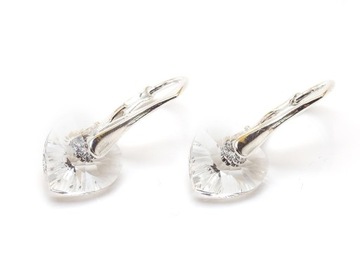 Srebrne Kolczyki 925 z kr. Swarovski Serca 10 CRY