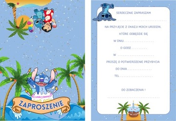 ZAPROSZENIA LILO I STICH STICZ ZAPROSZENIE URODZINOWE