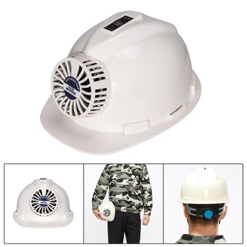 Каска с защитным шлемом для вентилятора, зарядка, 4 уровня скорости, белый