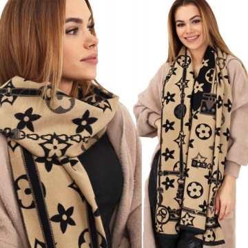 SZAL CHUSTA ELEGANCKA DWUSTR GWIAZDA CIEMNY 2265