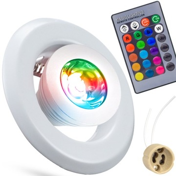 HALOGEN LED SUFITOWY Z ŻARÓWKĄ LED RGB PILOTEM