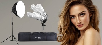 LAMPA softbox octa 60 4x85W + STATYW + TORBA