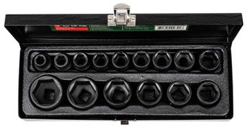 НАБОР УДАРНЫХ НАСАДОК ДЛЯ ПНЕВМАТИЧЕСКОГО КЛЮЧА 1/2'' 10-32ММ 15 шт.