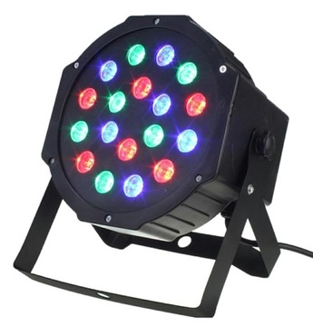 KOLOROFON LAMPA 18 LED STROBOSKOP RGB REFLEKTOR NA IMPREZĘ LAMPA DJ