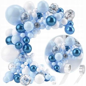 GIRLANDA BALONOWA XXL BALONY BIAŁA NIEBIESKA