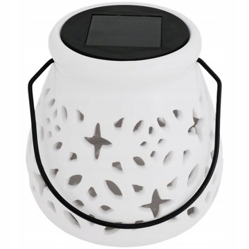Latarenka solarna ceramiczna biała lampion kolor