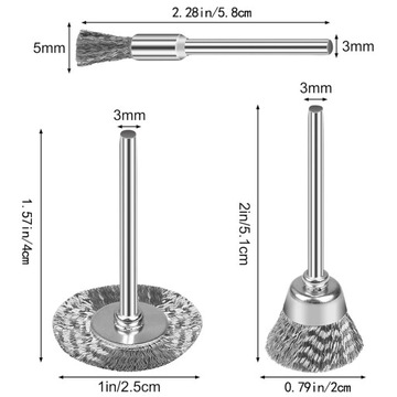 ZESTAW SZCZOTEK DRUCIANYCH INOX DO USUWANIA BURRS RUST 45 EL.