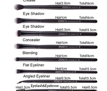 ZOREYA Набор кистей для макияжа черного цвета, 7/15 шт., для глаз S