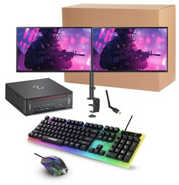 Zestaw komputerowy Fujitsu Q957 G4560 8GB 256GB SSD Win11 + 2x MONITOR 24