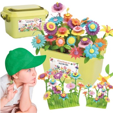 Большие цветочные блоки XXL цветник для детей + БЕСПЛАТНАЯ КОРОБКА 135 шт.