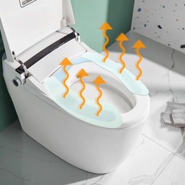 Удлиненная подушка с подогревом на сиденье унитаза.