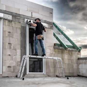 АЛЮМИНИЕВАЯ СОЕДИНЕННАЯ ЛЕСТНИЦА 4x3, РАСШИРЯЕМАЯ НАКЛОННАЯ ПЛАТФОРМА 150 кг