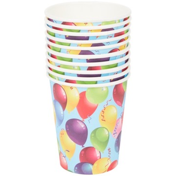 Papierowe Kubki 230 ml 10 sztuk Kubeczki Balony w094
