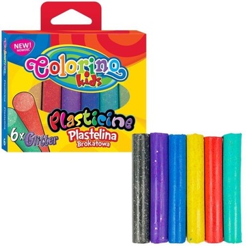 Plastelina brokatowa 6 kolorów Colorino Kids