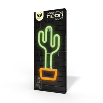 Светодиодный неоновый CACTUS оранжевый/зеленый Bat + USB FLNEO2 Forever Light