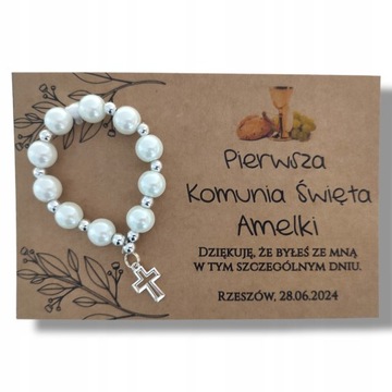 Podziękowanie dla Gości Komunia różaniec prezent PR 272